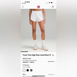 Lululemon track that high rise short